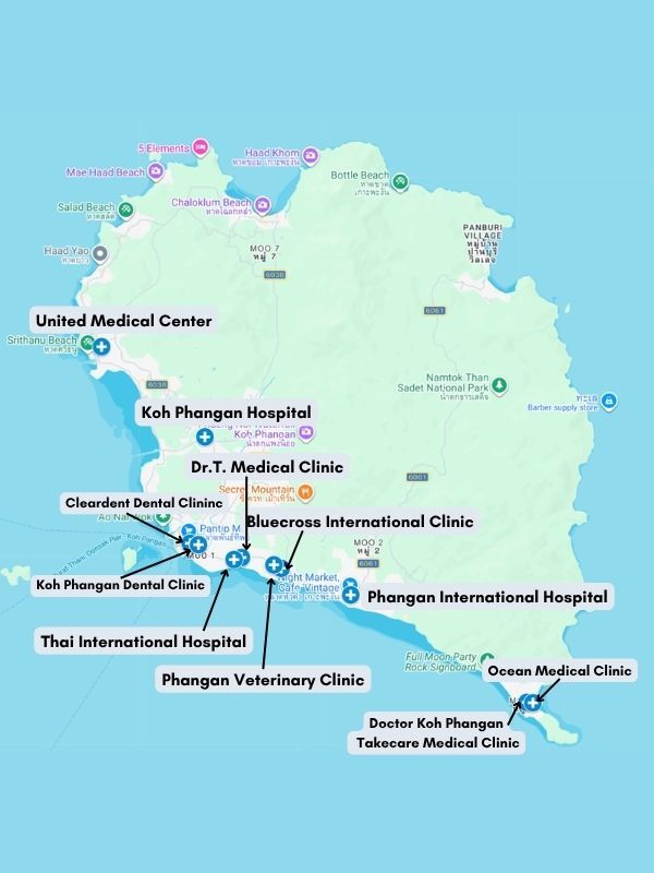 Koh Phangan Krankenhauskarte