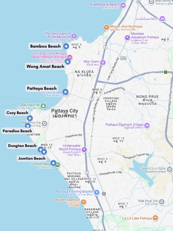 Pattaya Beach Map