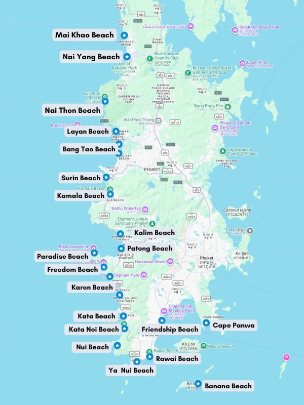 Phuket Beach Map