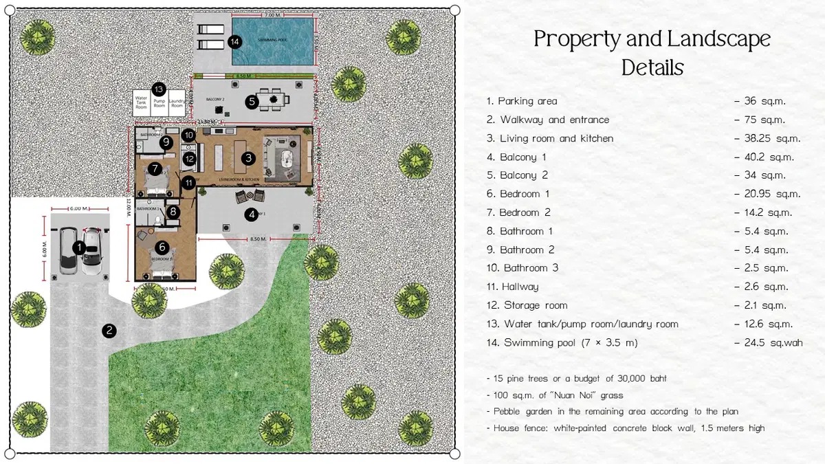 Breeze Hillside Cha-am - 2BR Pool Villa - Floorplan