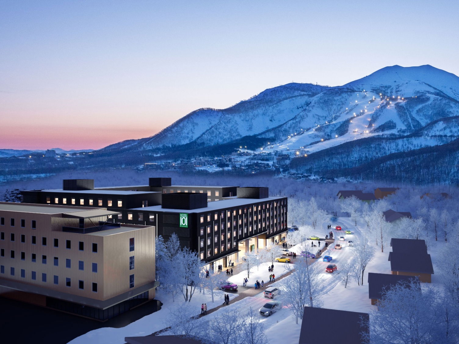 Hotel-101-Niseko-Facciata-Dell-Hotel-Inverno-Notte