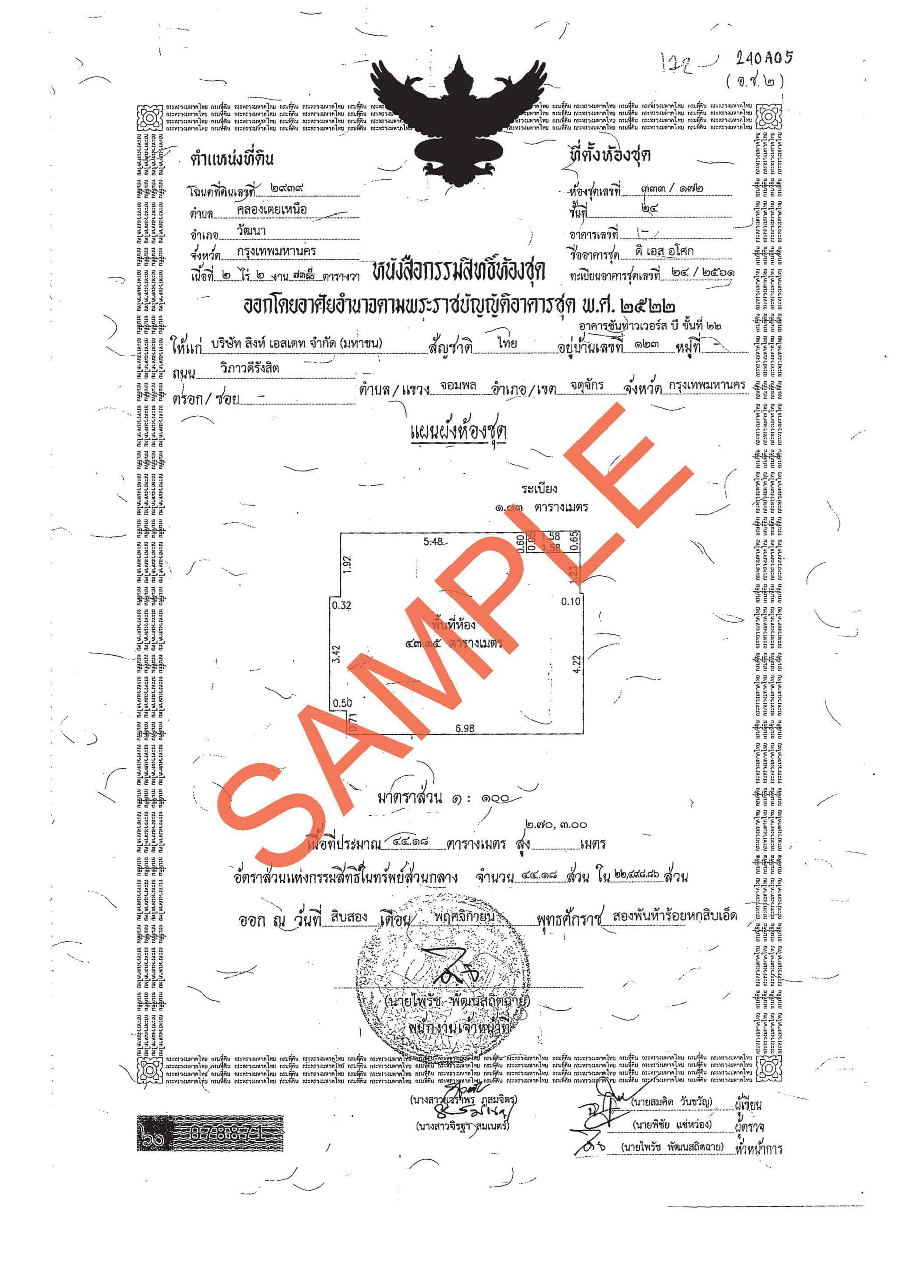 Title deed property Thailand chanote