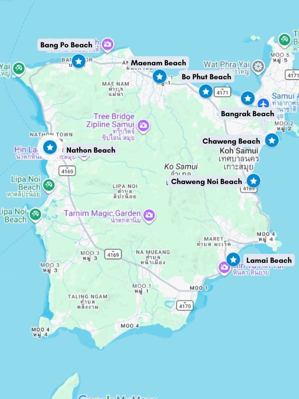 Koh Samui Area Map