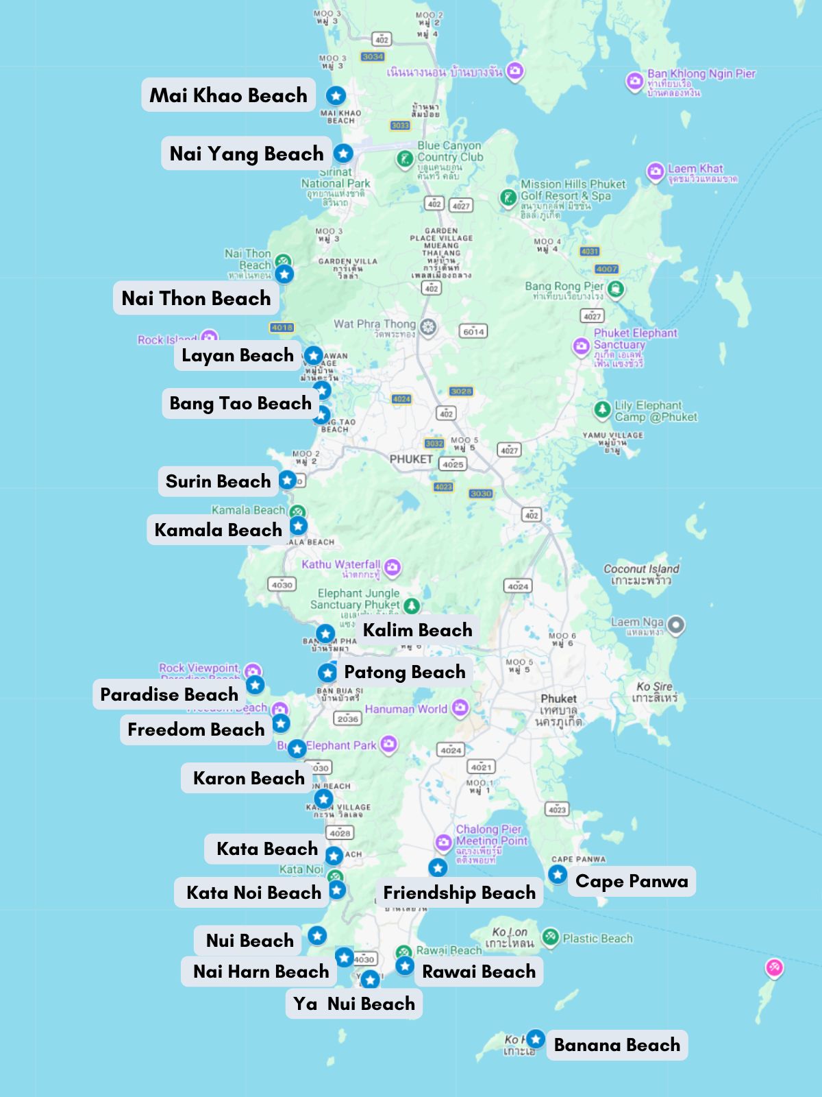 Phuket Beach Map