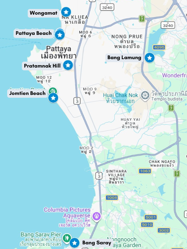 Pattaya beach map
