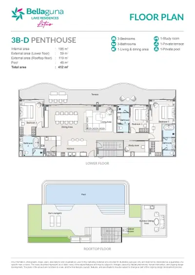 Bellaguna Lake Residences Lotus - 3BR Penthouse