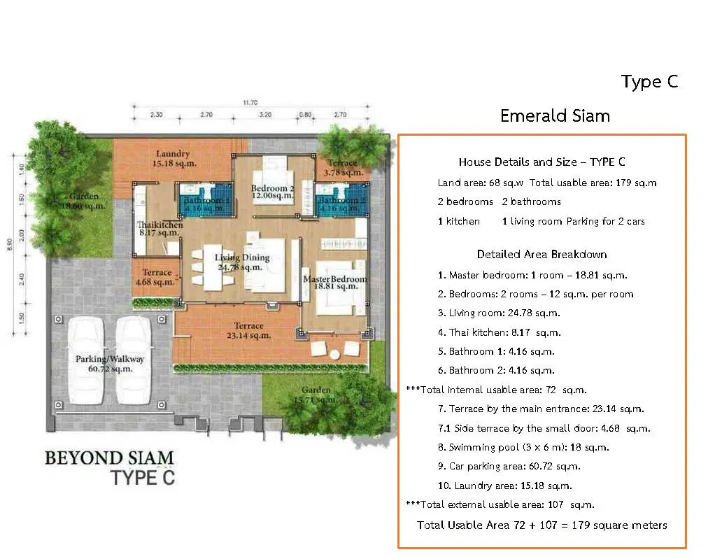 Beyond Siam Pool villa - Unit Plan - Type C