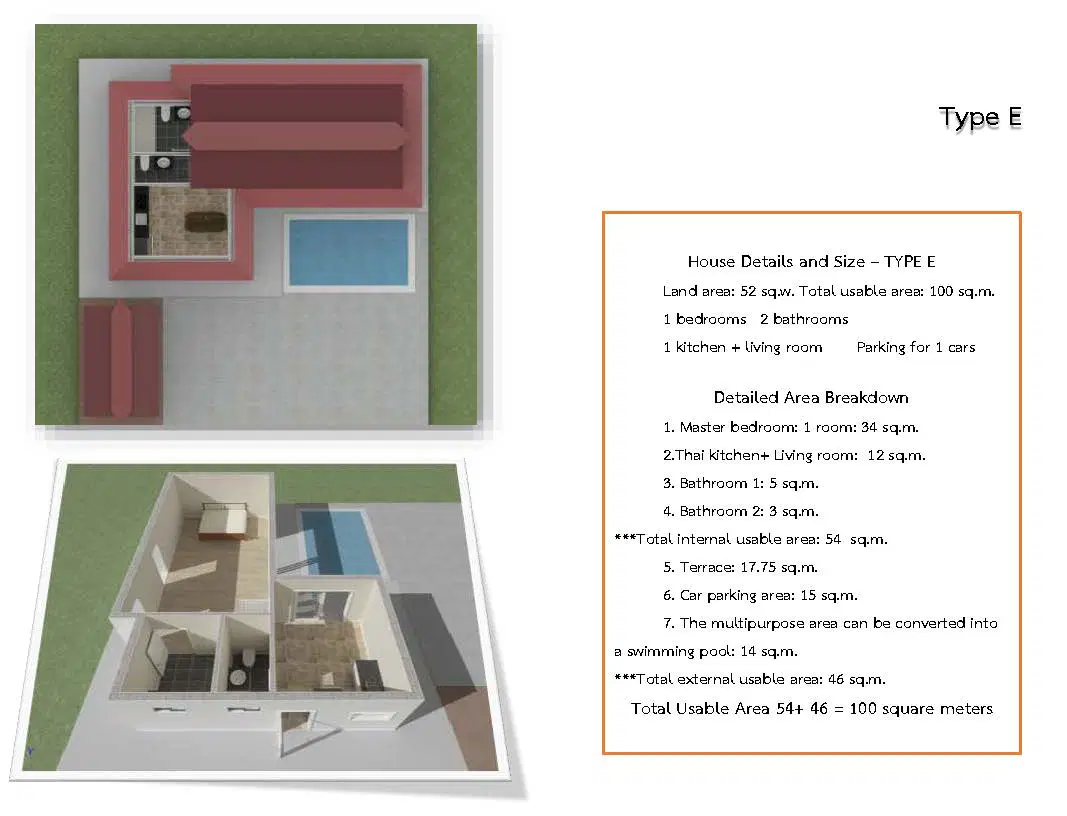 Beyond Siam Pool villa - Unit Plan - Type E