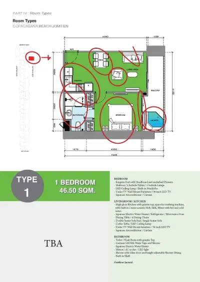 Copacabana Beach Jomtien - 1BR Private Jacuzzi - Front Side (HIGH FLOOR)