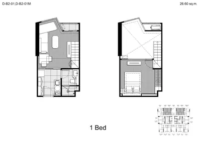KnightsBridge Space Sukhumvit - Rama 4 - 1BR Duplex DB2-01
