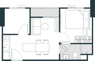 Nue Riverest Ratburana - 1BR+ (High Floor)
