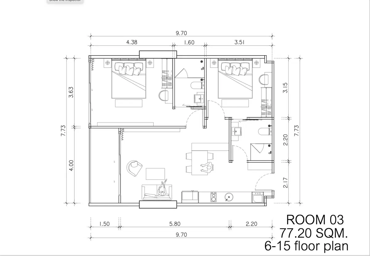 Sea Sky By Sands - Unit Plan - 2BR