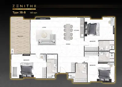 Zenith II Pattaya - 3BR - Type B (Pool Access)