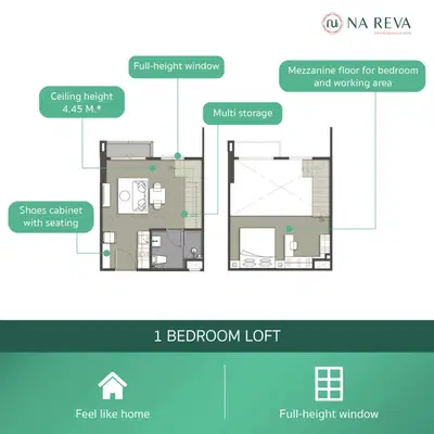 Na Reva Charoennakhon - 1BR Loft Type D1 (FREE 1 YEAR COMMON FEE)
