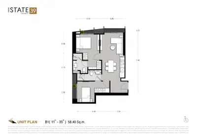 Noble State 39 - 2BR Type B1 (High Ceiling 5 meters) - Special Floor 11th